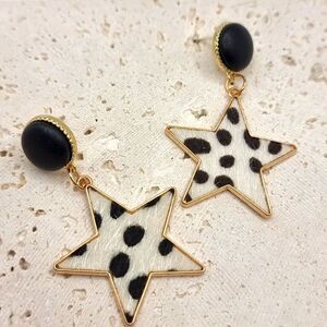 FREE PEOPLE City slickers faux cow hyde star earrings | NWOT